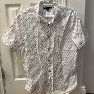 John Varvatos White Short-Sleeve Button-Down with Dot Print